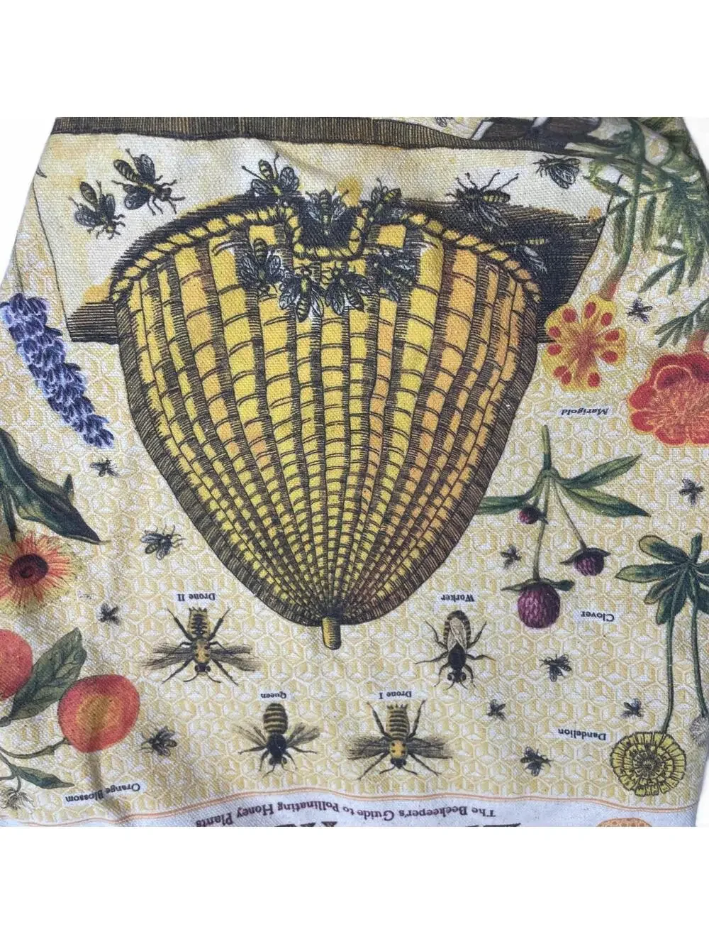 Bees & Honey 100% Cotton Cavallini Canvas Tote Bag 17x13